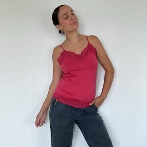 White House Black Market Women's Lace Cami Top Red Size M